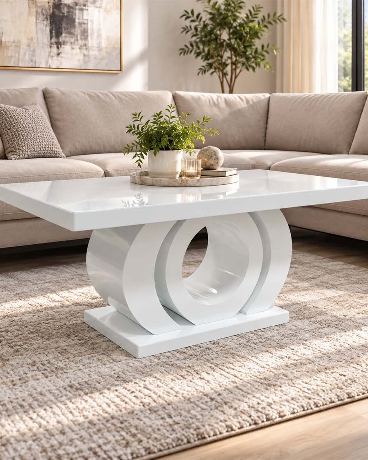 Handmade high-gloss coffee table from Bosnia at Balkan Furniture in Fraser, MI