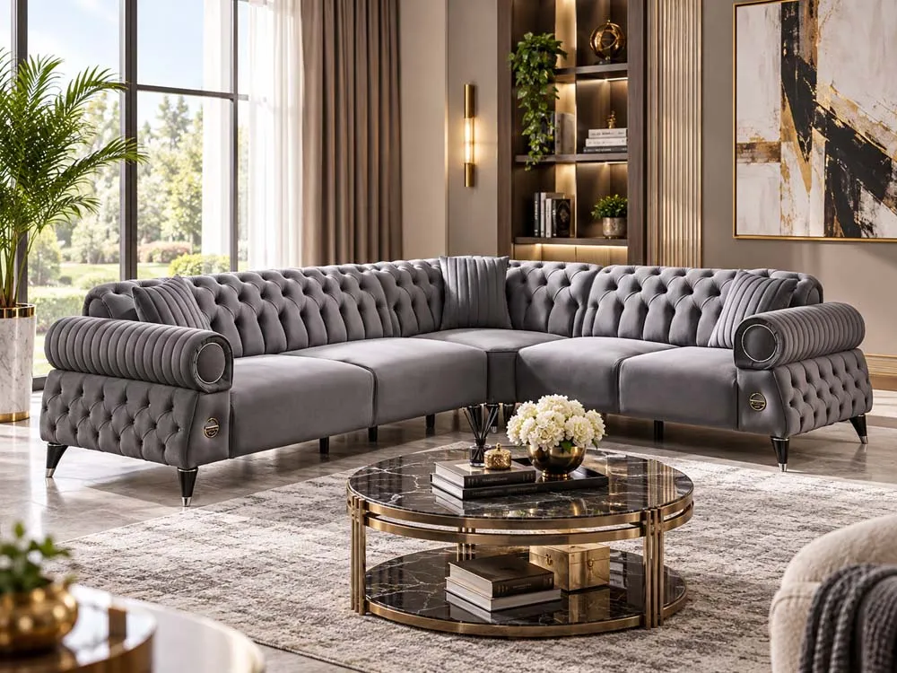 BERLIN CORNER – Luxury Modern Sectional with Adjustable Backrests sofa in black at Balkan Furniture, Fraser MI