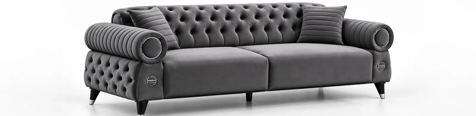 BERLIN Luxury Living Room Set – 3+2+1 | ZMS 43 Dark Gray in dark gray at Balkan Furniture, Fraser MI