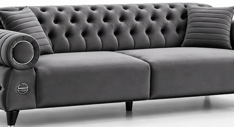 BERLIN Luxury Living Room Set – 3+2+1 | ZMS 43 Dark Gray in dark gray at Balkan Furniture, Fraser MI