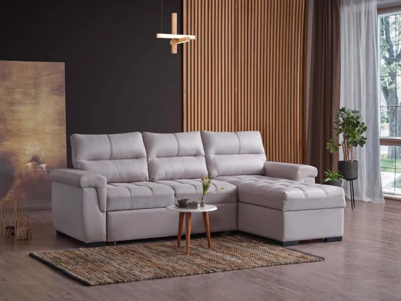 CANSAS Corner Set – Modern Sleeper Sectional with Storage in beige at Balkan Furniture, Fraser MI