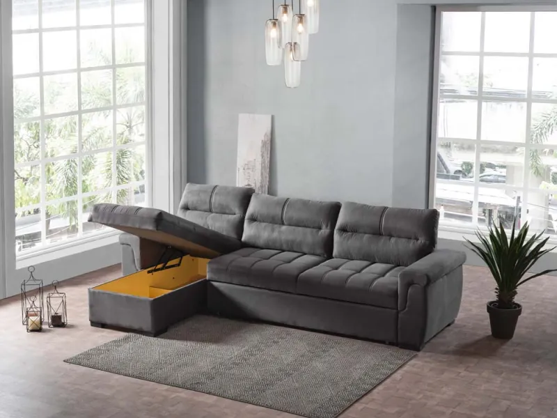 CANSAS MEDIUM – Modern Sleeper Sectional with Storage in beige – view 7 at Balkan Furniture, Fraser MI