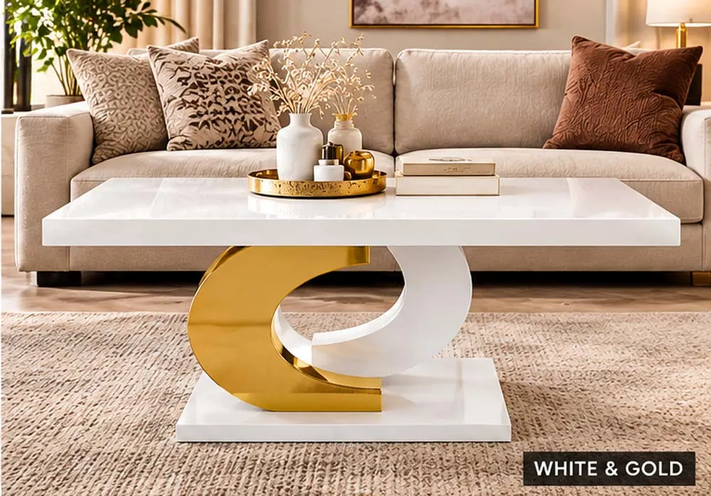 CLUB CC – Handmade Luxury High-Gloss Coffee Table in white at Balkan Furniture, Fraser MI