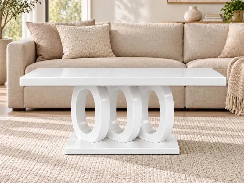 CLUB PEZZ TABLE – Handmade Luxury High-Gloss Coffee Table in white at Balkan Furniture, Fraser MI