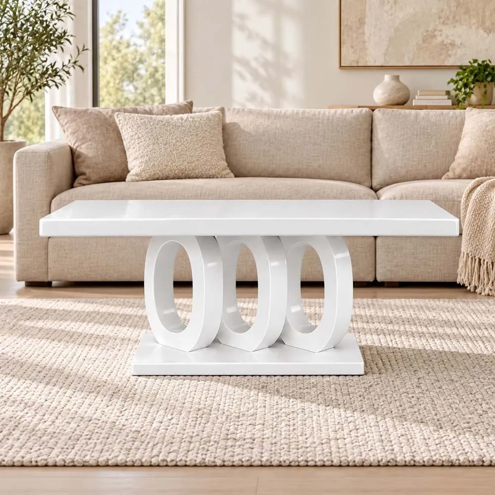 CLUB PEZZ TABLE – Handmade Luxury High-Gloss Coffee Table in white at Balkan Furniture, Fraser MI