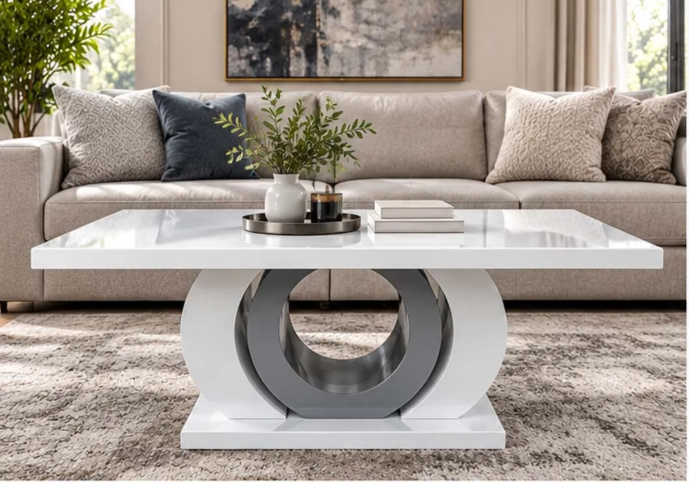HALF MON CLUB TABLE – Handmade Luxury High-Gloss Coffee Table in gold at Balkan Furniture, Fraser MI