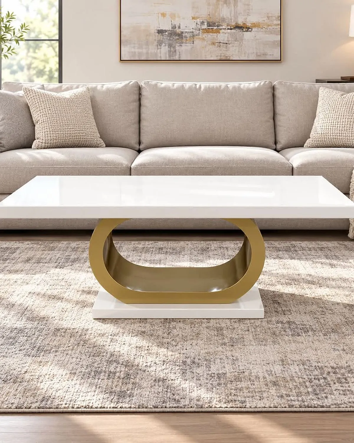 Close-up of the high-gloss finish on a handmade coffee table from Bosnia