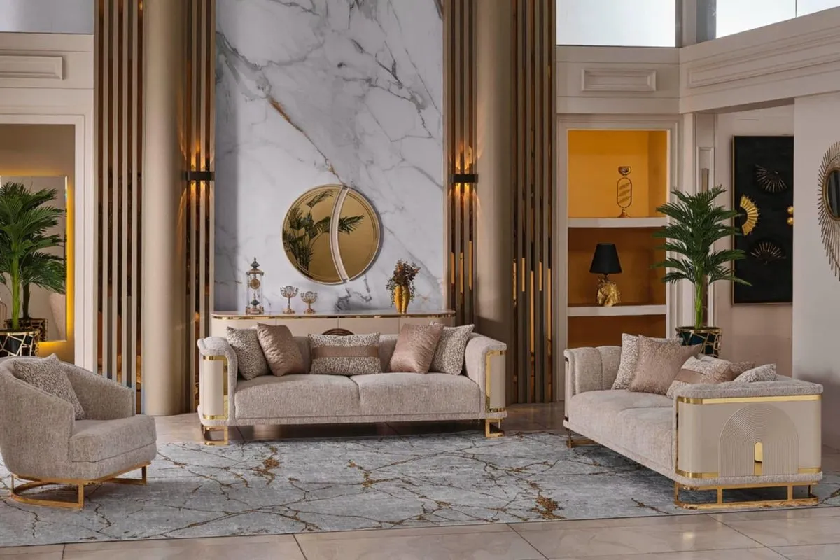 3+3+1 European living room set with two sofas and an armchair