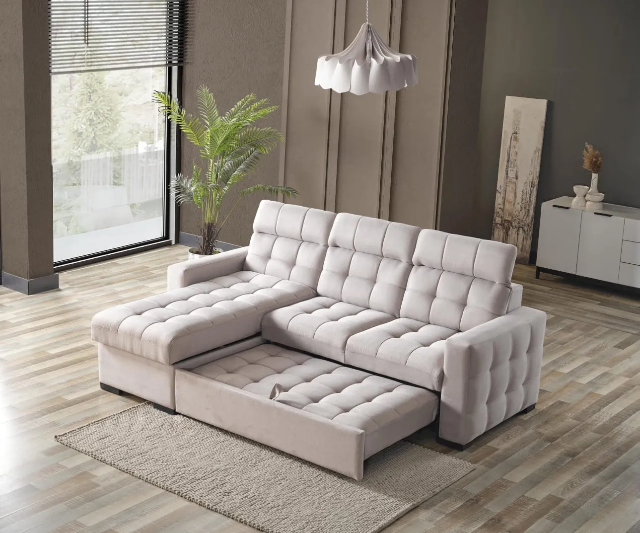 LIZBON L CORNER – Modern Sleeper Sectional Sofa in Dark Gray at Balkan Furniture, Fraser MI