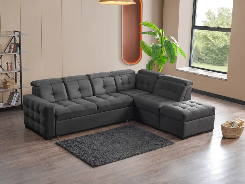 LIZBON PRIME CORNER – Modern Sleeper Sectional with Storage in beige at Balkan Furniture, Fraser MI