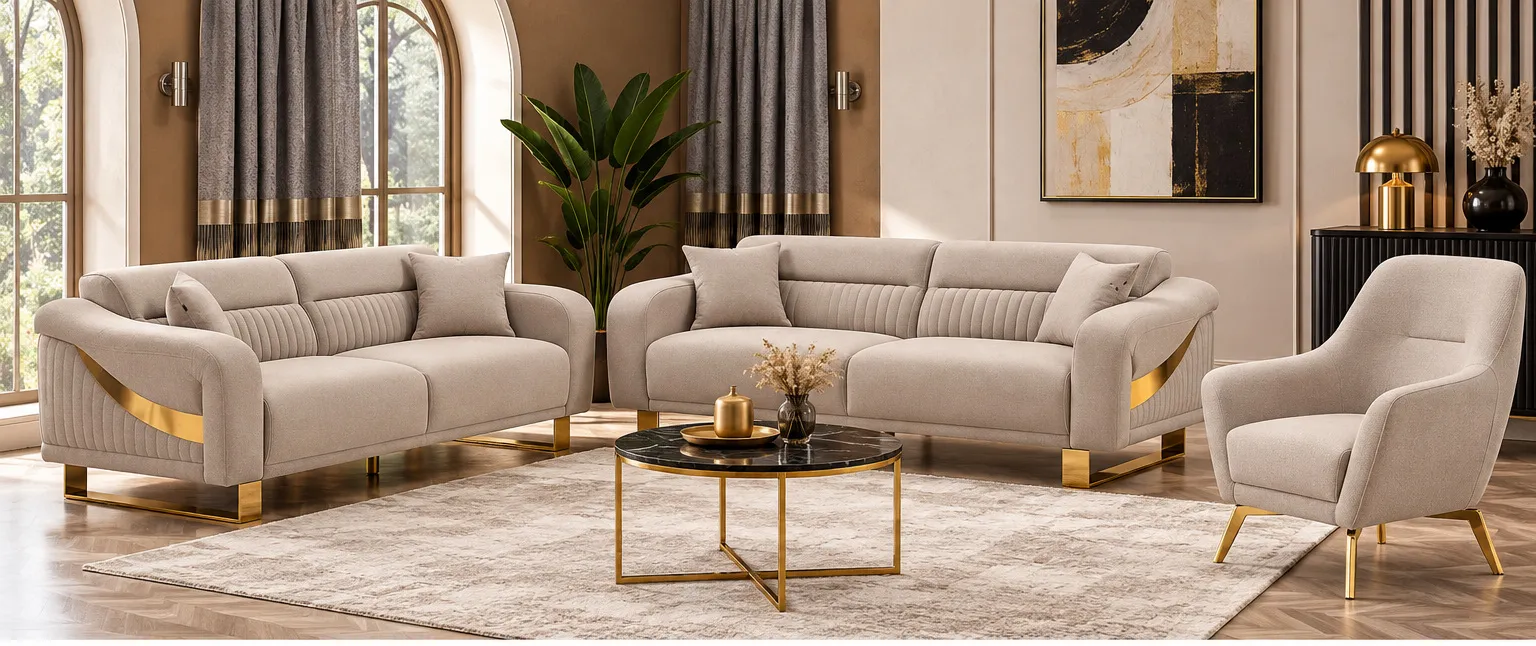 NAPOLI Luxury Living Room Set – 3+3+1 | GIRNE 03 in cream-beige at Balkan Furniture, Fraser MI