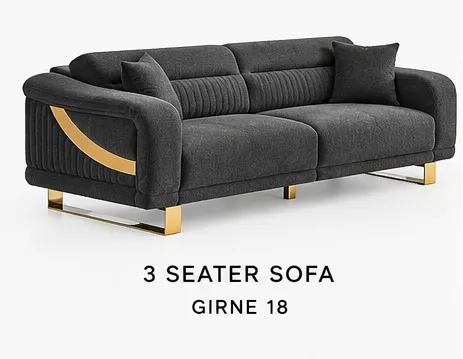 NAPOLI Luxury Living Room Set – 3+3+1 | GIRNE 18 in Dark Gray – view 5 at Balkan Furniture, Fraser MI