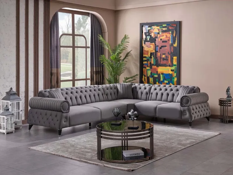 The Berlin Corner Sectional sofa in Gray – view 5 at Balkan Furniture, Fraser MI