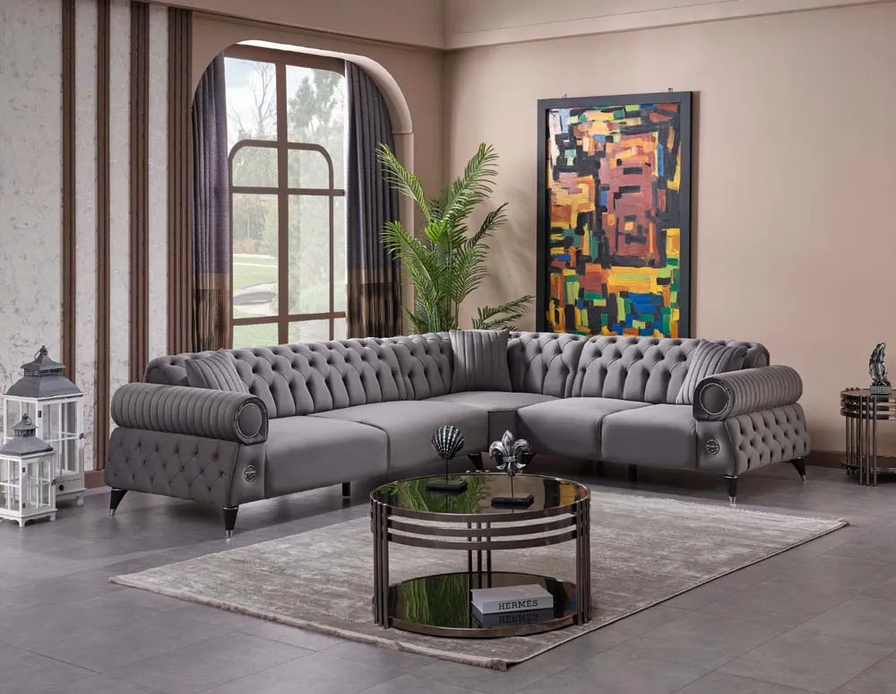 The Berlin Corner Sectional sofa in Gray – view 5 at Balkan Furniture, Fraser MI