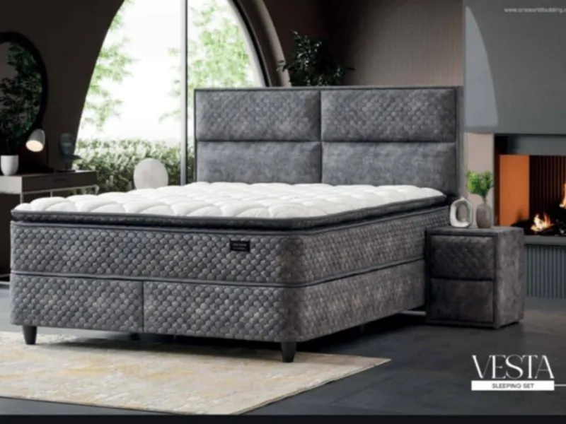 VESTA – Luxury Upholstered Storage Bed in dark gray at Balkan Furniture, Fraser MI
