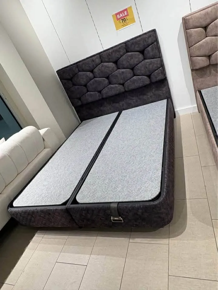 VESTA ROYAL – Luxury Upholstered Storage Bed in dark gray at Balkan Furniture, Fraser MI